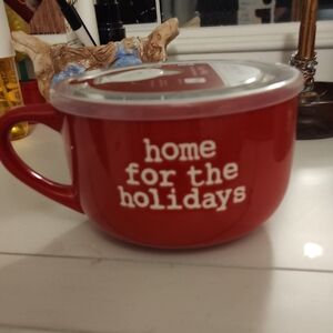 Joseph Red Holiday Soup Mug with Lid